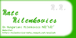 mate milenkovics business card